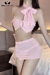 SMS658 - Bộ ngủ nữ tiếp viên cosplay ôm body xẻ tà gợi cảm sexy