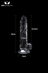 SMT1909 - Dương vật giả Lovetoy silicon trong suốt có bìu dài 18cm