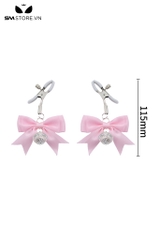 SMT038 - Kẹp núm vú bằng kim loại mix nơ đính chuông dài 115mm