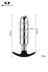 SMT1059 - Butt plug inox không gỉ cắm hậu môn dài 16cm hình viên đạn