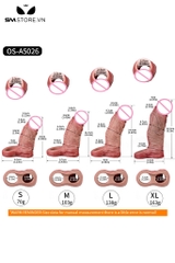 SMT2756 - Dương vật giả rỗng ruột silicon có 4 kích cỡ và gân nổi