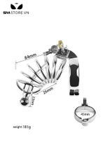 SMT613 - Khóa dương vật inox hình lò xo kèm chìa khóa với 3 size