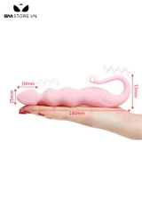 SMT1593 - Máy rung 10 tần số anal bead silicon màu hồng dài 18cm