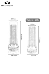 SMT598 - Cốc thủ dâm silicon hình đèn pin màu trắng dài 215mm