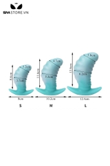 SMT1292 - Phích cắm hậu môn silicon xanh uốn dẻo có 3 kích cỡ
