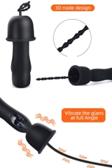 SMT433 - Sounding que rung niệu đạo silicon màu đen dài 34cm