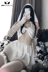 SMS781 - Set đồ ngủ cô dâu cosplay với áo nơ chân váy và phụ kiện