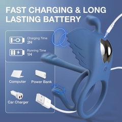 SMT1468 - Vòng rung dương vật silicon đường kính 30mm màu xanh