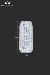 SMT2531 - Cốc thủ dâm trong suốt có bi nổi dài 14cm chất liệu silicon