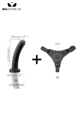 SMT483 - Dương vật giả silicon kèm đai đeo lọt khe dài 13cm màu đen