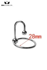 SMT565 - Vòng đeo dương vật inox có móc 2 bi kích thích niệu đạo