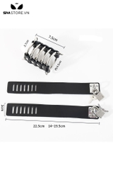 SMT2458 - Khóa dương vật giả da PU đính đinh tán dài 7.5cm kèm 2 vòng