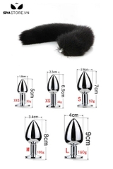 SMT501 - Set đen 5 món gồm: bờm tai mèo, vòng cổ, kẹp ti, đuôi cáo, ball gag