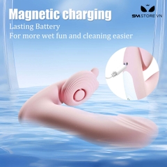 SMT1647 - Dương vật giả silicon kèm chế độ hút và sưởi ấm dài 13.8cm