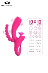 SMT1264 - Dương vật giả silicon rung hút có lưỡi liếm dài 230mm