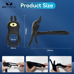 SMT1130 - Vòng rung tai thỏ silicon đeo dương vật mix dildo có 10 chế độ