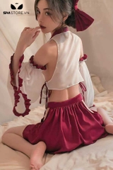 SMS633 - Combo bộ ngủ kimono với áo croptop trễ vai và chân váy