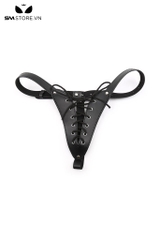SMT2336 - Đai trinh tiết có dây buộc trước chất liệu da PU