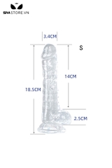 SMT487 - Dương vật giả silicon trắng trong suốt 7 size có độ bám dính