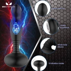 SMT1146 - Butt plug hậu môn silicon dùng sạc với 10 chế độ rung