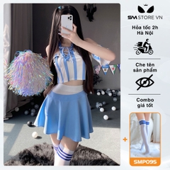 SMS787 - Bộ đồ cổ động viên bóng đá áo croptop và váy xòe sexy
