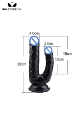 SMT1333 - Dương vật giả trong suốt 2 đầu silicon uốn dẻo dài 22cm