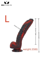 SMT1346 - Dương vật giả silicon màu đỏ đen siêu mềm uốn cong