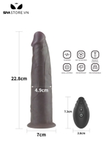 SMT1775 - Dương vật giả đen silicon mềm Lovetoy rung 10 chế độ