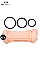 SMT2561 - Miệng giả mix kèm âm đạo giả silicon có 3 vòng đeo