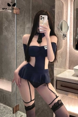 SMS796 - Cosplay cảnh sát sexy với váy xòe khoét eo kèm cổ áo