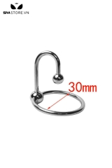 SMT565 - Vòng đeo dương vật inox có móc 2 bi kích thích niệu đạo