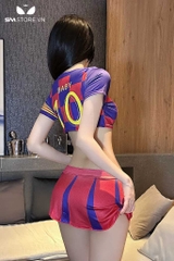 SMS800 - Cosplay cổ vũ bóng đá gợi cảm với áo croptop và váy xòe