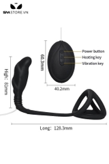 SMT2915 - Vòng đeo dương vật mix kèm máy rung hậu môn dài 128mm