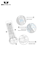 SMT598 - Cốc thủ dâm silicon hình đèn pin màu trắng dài 215mm