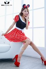 SMS534 - Cosplay mickey với váy xòe tay ngắn quyến rũ kèm phụ kiện