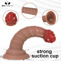 SMT2389 - Dương vật giả silicon mềm đầu có bi và gắn tường dài 18cm