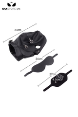 SMT2843 - Ball gag có mặt nạ da PU trùm kín đầu dài 33cm