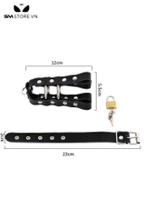 SMT2457 - Khóa dương vật giả da PU đính đinh tán dài 12cm