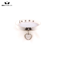 SMP098 - Vòng cổ chocker trái tim đặc với chất liệu da PU