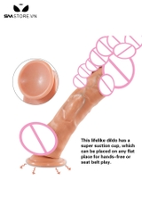 SMT2823 - Dương vật giả bắn tinh silicon màu da có gân nổi dài 18cm