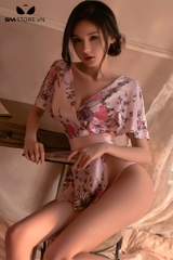 SMS698 - Áo choàng ngủ kimono ngắn tay cổ chữ V gợi cảm sexy