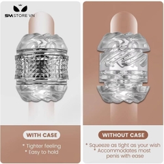 SMT1788 - Cốc thủ dâm hai đầu pha lê silicon trong suốt dài 4.5cm