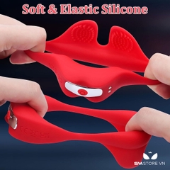 SMT2377 - Vòng khóa dương vật hình cái môi có 10 tần số sạc điện