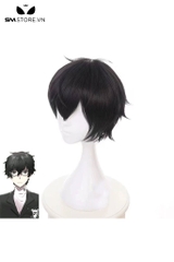 SMP156 - Tóc giả anime ngắn hóa trang hơi cong dài 30cm màu đen