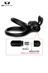 SMT2449 - Vòng đeo dương vật tai thỏ có rung silicon đường kính 3cm