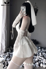 SMS781 - Set đồ ngủ cô dâu cosplay với áo nơ chân váy và phụ kiện