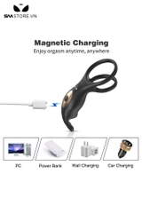 SMT797 - Vòng rung đeo dương vật silicon màu đen đường kính 40mm