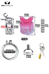 SMT2635 - Khóa dương vật mặt dẹt inox hình con bướm silicon