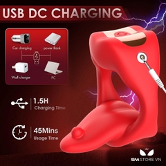 SMT2272 - Vòng rung dương vật silicon có lưỡi và 10 chế độ sạc điện