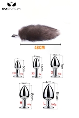 SMT287 - butt plug đuôi cáo màu trắng lông xù dài 48cm